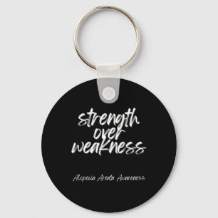 Over Weakness - Alopecia Areata Awareness Keychain