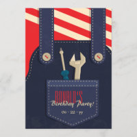 Overalls and Tools Birthday Invitation