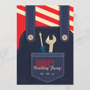 Overalls and Tools Invitation d'anniversaire