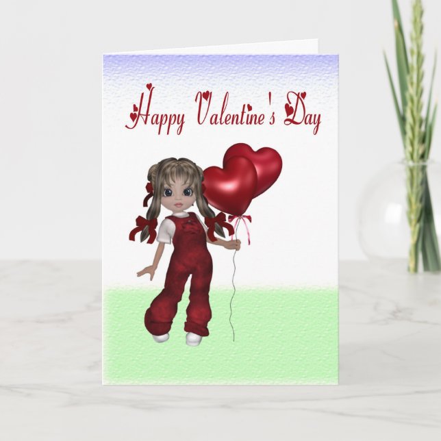 Overalls Doll Valentine Card (Front)