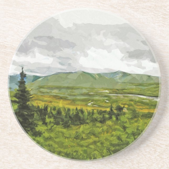 Overcast at Denali National Park Alaska Abstract Coaster (Front)