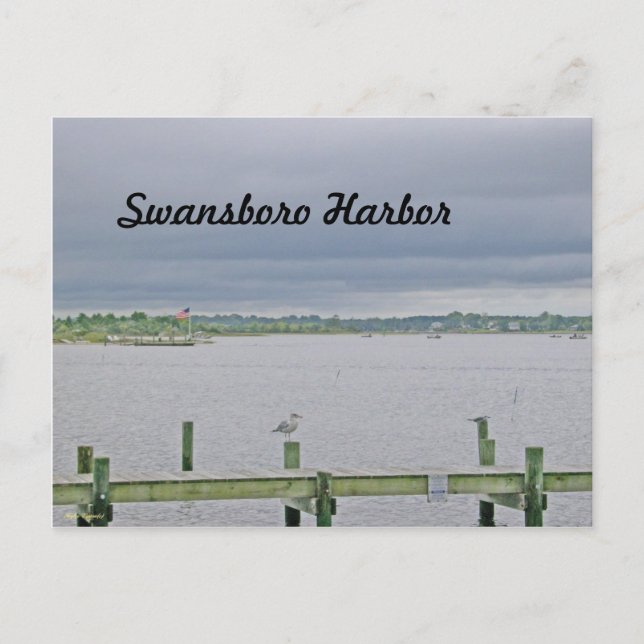 Overcast Day on Swansboro Harbour Postcard (Front)