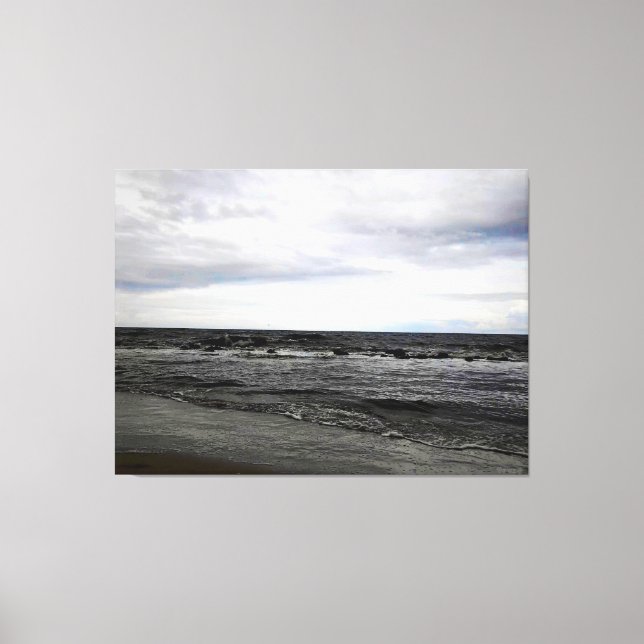 Overcast Ocean Shoreline Canvas Print (Front)