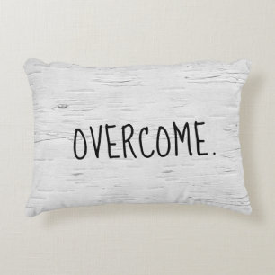 OVERCOME Text On Birch Tree  Accent Pillow