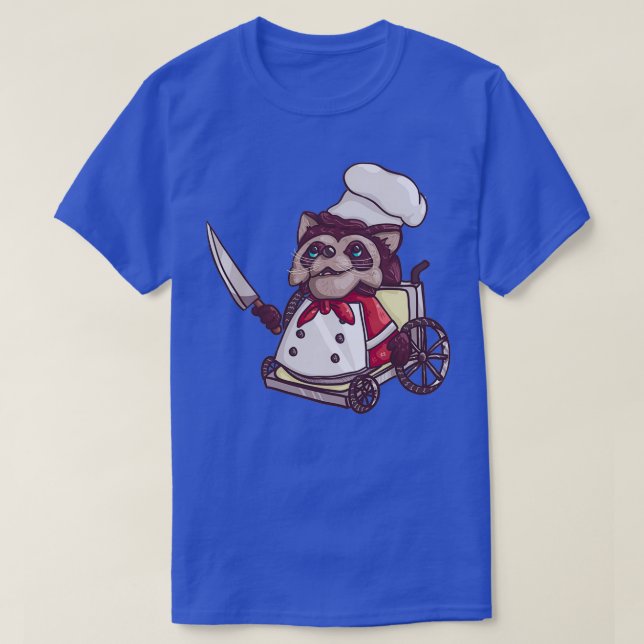 Overcooked Wheelchair Raccoon Chef Premium TShirt  (Design Front)