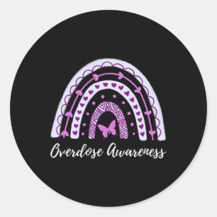 Overdose Awareness Boho Rainbow Classic Round Sticker