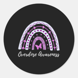 Overdose Awareness Boho Rainbow  Classic Round Sticker