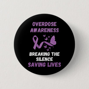 Overdose Awareness Breaking The Silence Purple Rib 2 Inch Round Button