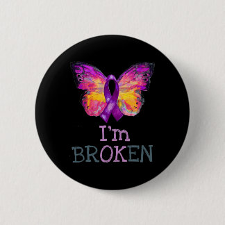 Overdose Awareness Butterfly Purple Ribbon I'm Bro 2 Inch Round Button