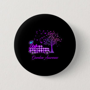 Overdose Awareness Butterfly Ribbon Purple 2 Inch Round Button