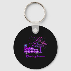 Overdose Awareness Butterfly Ribbon Purple Keychain