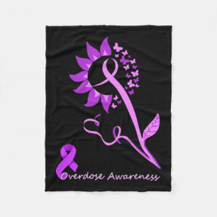 Overdose Awareness Butterfly Sunflower Ribbon Mont Fleece Blanket