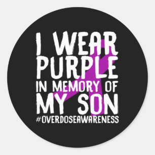 Overdose Awareness Candlelight Vigil Purple Ribbon Classic Round Sticker