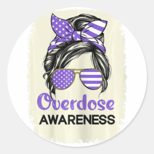 Overdose Awareness Day 2022 Purple Ribbon 1 Classic Round Sticker