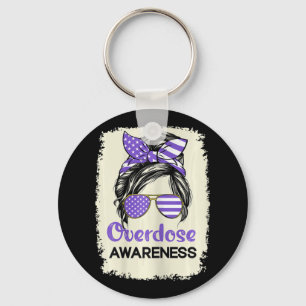 Overdose Awareness Day 2022 Purple Ribbon 1 Keychain
