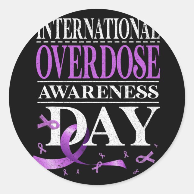 Overdose Awareness Day Purple 1  Classic Round Sticker (Front)