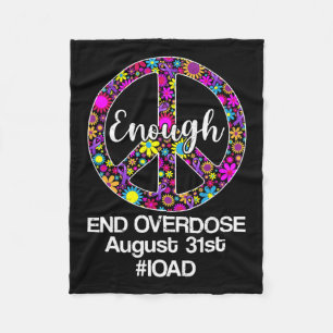 Overdose Awareness Day Purple Peace Sign  Fleece Blanket
