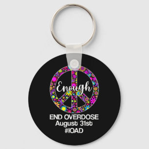 Overdose Awareness Day Purple Peace Sign  Keychain