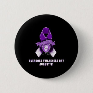 Overdose Awareness Day Purple Ribbon August 31 2 Inch Round Button