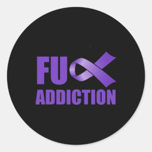 Overdose Awareness Day Purple Ribbon Fu Addiction  Classic Round Sticker