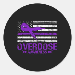 Overdose Awareness Day USA American Flag Overdose Classic Round Sticker