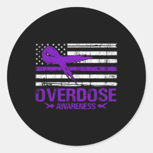 Overdose Awareness Day Usa American Flag Overdose Classic Round Sticker