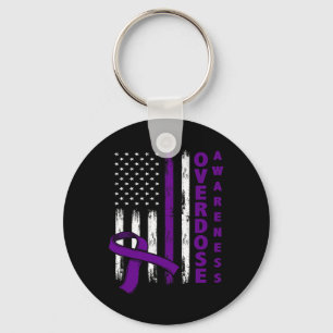Overdose Awareness Day Usa American Flag Overdose Keychain