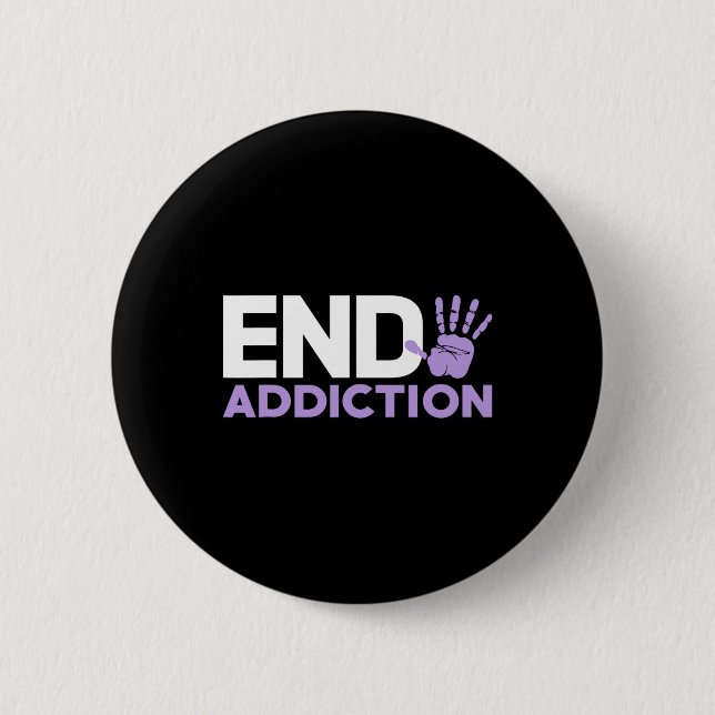 Overdose Awareness End Addiction Stop Hand Sign  2 Inch Round Button (Front)