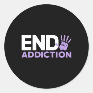 Overdose Awareness End Addiction Stop Hand Sign Classic Round Sticker