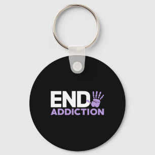 Overdose Awareness End Addiction Stop Hand Sign Keychain
