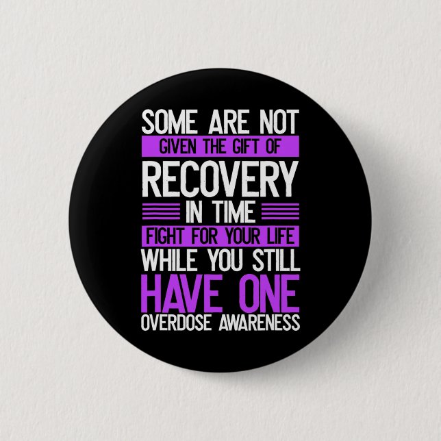 Overdose Awareness Fighter Purple Ribbon Drug Abus 2 Inch Round Button (Front)