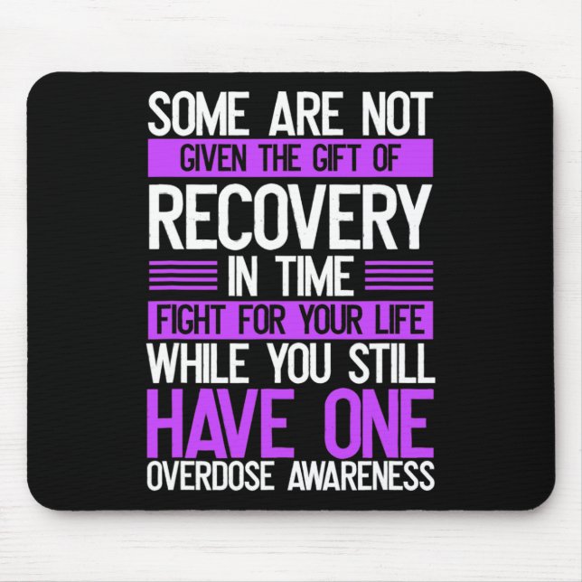 Overdose Awareness Fighter Purple Ribbon Drug Abus Mouse Pad (Front)