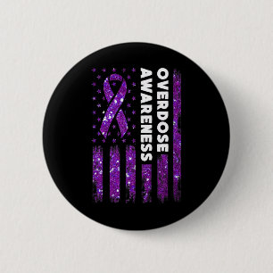 Overdose Awareness Flag Pruple Ribbon Addiction Re 2 Inch Round Button