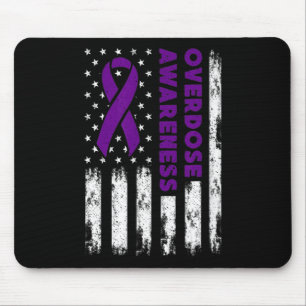 Overdose Awareness Flag Pruple Ribbon Addiction Re Mouse Pad