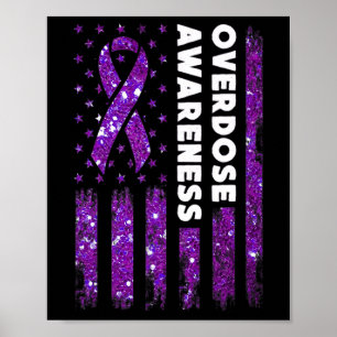 Overdose Awareness Flag Pruple Ribbon Addiction Re Poster