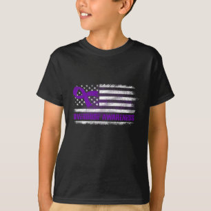 Overdose Awareness Flag Purple Ribbon Addiction Re T-Shirt