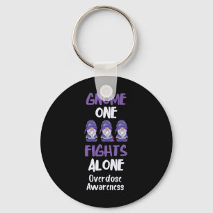 Overdose Awareness Gnome One Fights Alone Purple R Keychain
