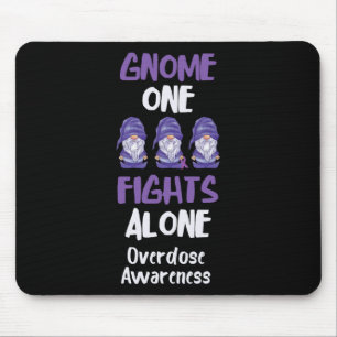 Overdose Awareness Gnome One Fights Alone Purple R Mouse Pad