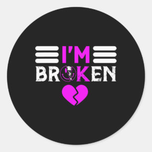Overdose Awareness I'm OK Broken Purple Ribbon Classic Round Sticker