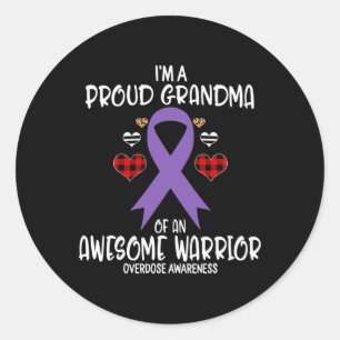 Overdose Awareness I'm Proud Grandma of Awesome Wa Classic Round Sticker