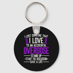 Overdose Awareness Lost Someone I Love Purple Ribb Keychain