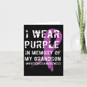 Overdose Awareness Memory Of Grandson Purple Ribbo Card
