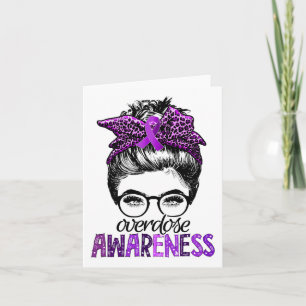 Overdose Awareness Messy Hair Bun For Women Card