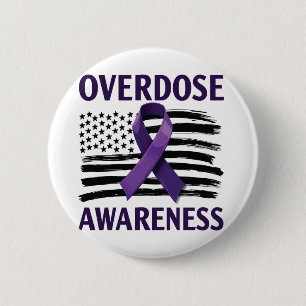 Overdose Awareness Month American Flag Ribbon 2 Inch Round Button