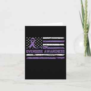 Overdose Awareness Month American Flag Ribbon Card