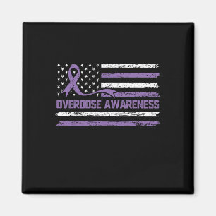 Overdose Awareness Month American Flag Ribbon Magnet