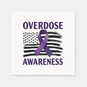 Overdose Awareness Month American Flag Ribbon Napkin
