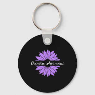 Overdose Awareness Month August Purple Sunflower Keychain