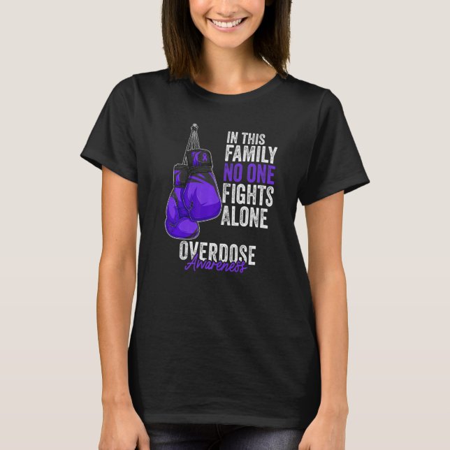 Overdose Awareness Month Boxing Gloves Purple Ribb T-Shirt (Front)