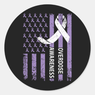 Overdose Awareness Month Flag Purple For Men And W Classic Round Sticker